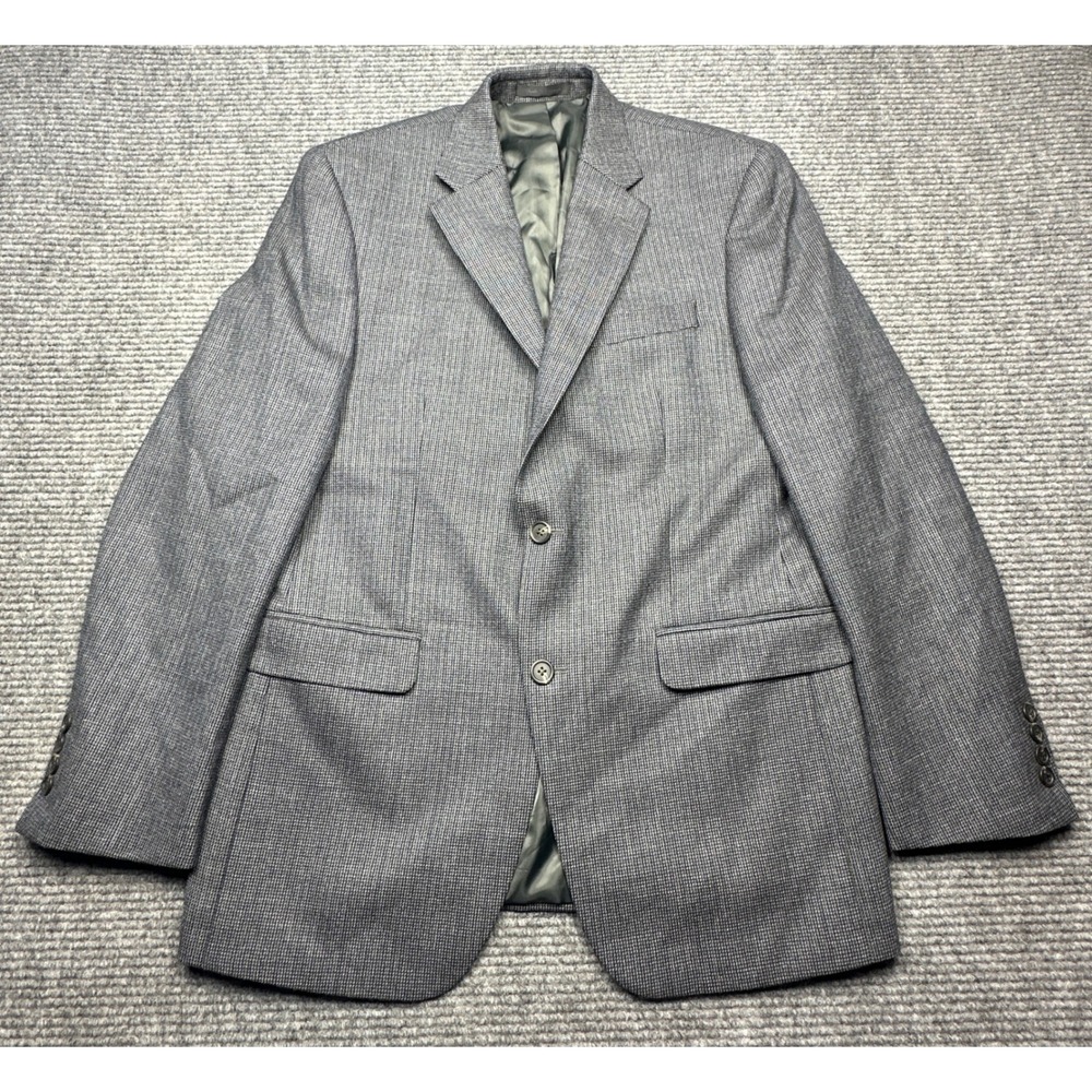 Lauren Ralph Lauren Blazer Men 40R Gray Micro-Check 100% Wool Two-Button